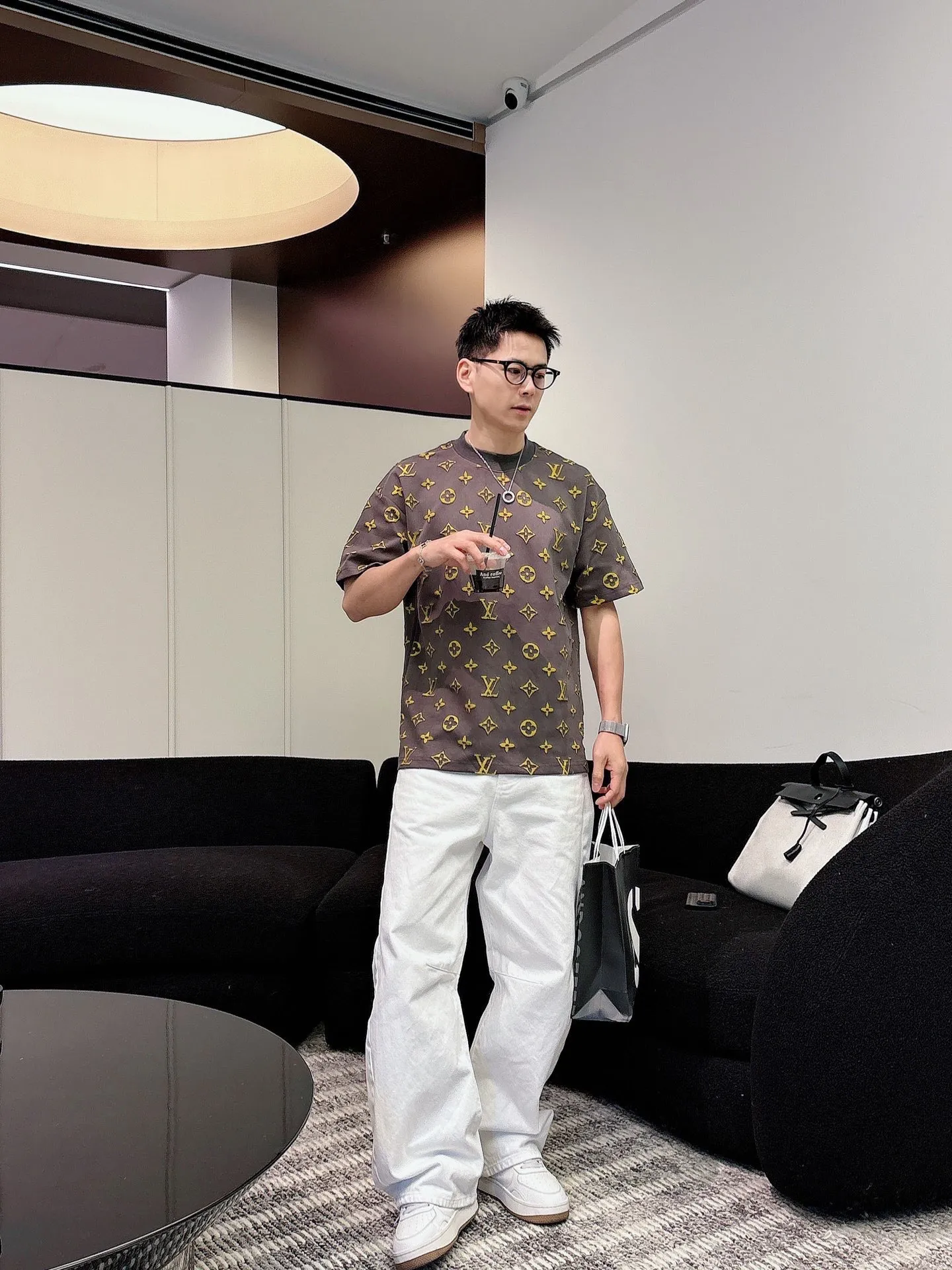 Louis Vuitton/Louis Vuitton 26ss full width presbyopia burnt short sleeves